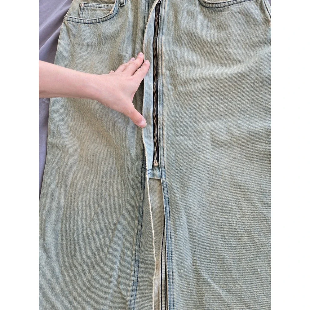 Plenty Jeans Midi Skirt Open Up Front W Sz 27 Y2K Grunge Preppy Bohemiem - Picture 7 of 14